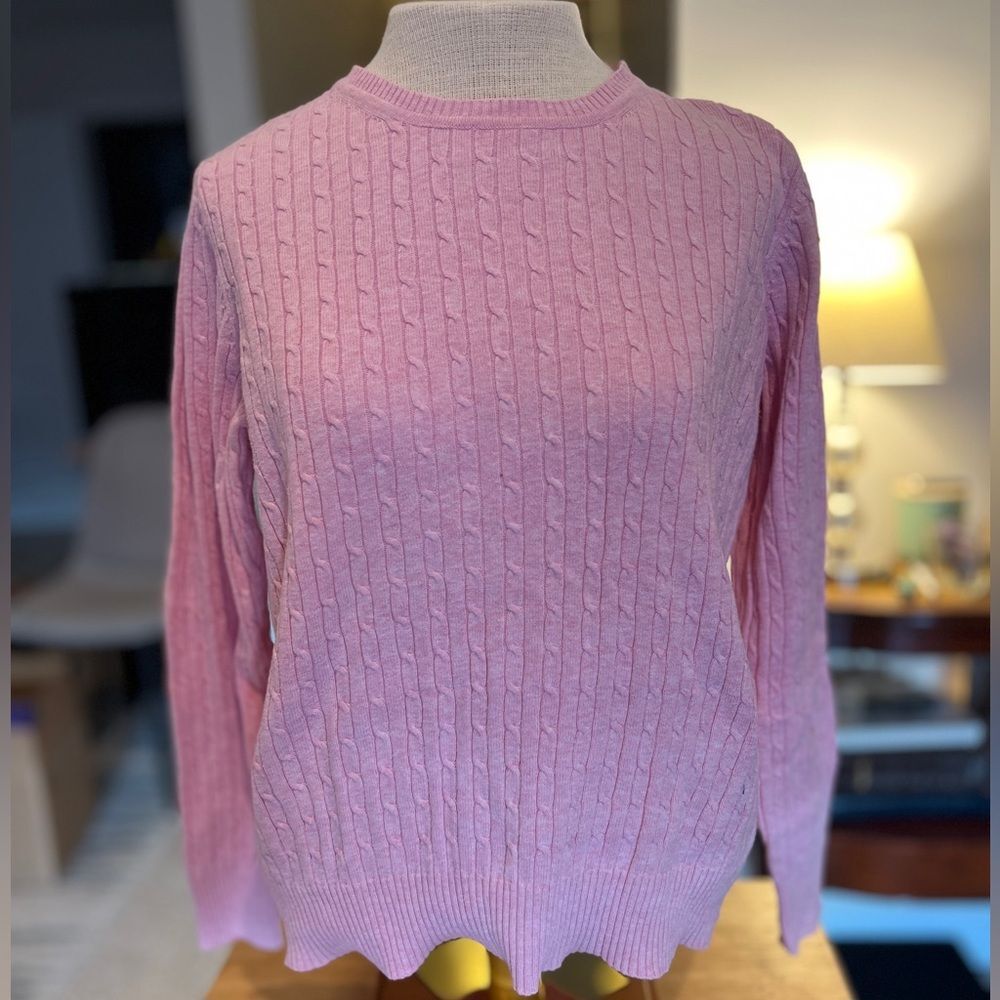 Kim Rogers Light Pink Cable Knit Sweater Large